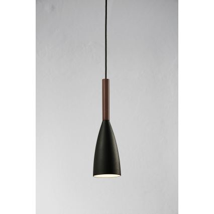 DFTP by Nordlux - Hängeleuchte an Schnur PURE 1xE27/40W/230V d 10 cm schwarz/Walnuss