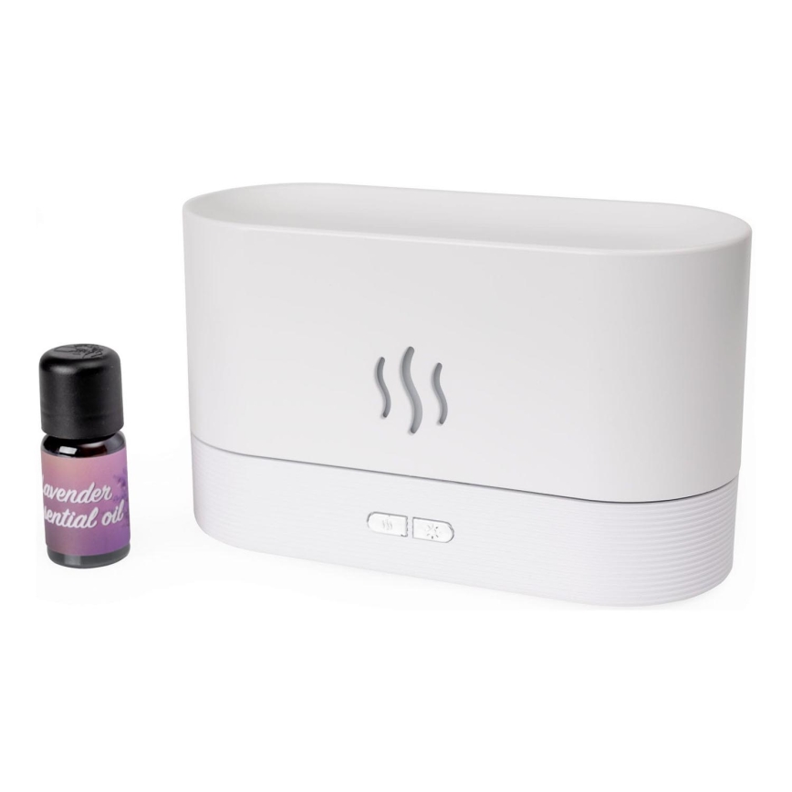 Diffuseur de parfum d'ambiance et humidificateur d'air à ultrasons avec un rétro-éclairage LED RGB 180ml blanc