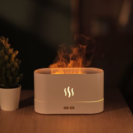 Diffuseur de parfum d'ambiance et humidificateur d'air à ultrasons avec un rétro-éclairage LED RGB 180ml blanc