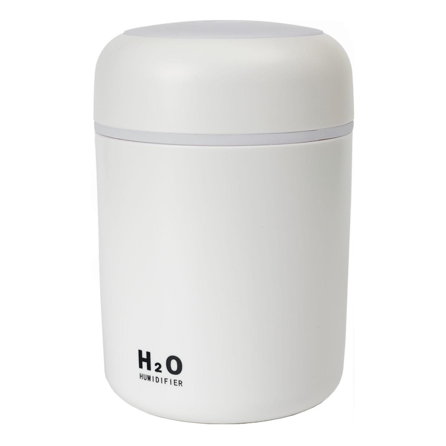 Diffuseur de parfum d'ambiance et humidificateur d'air à ultrasons RGB LED/2W 300ml blanc