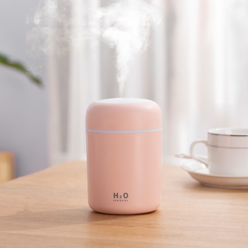 Diffuseur de parfum d'ambiance et humidificateur d'air à ultrasons RGB LED/2W 300ml rose