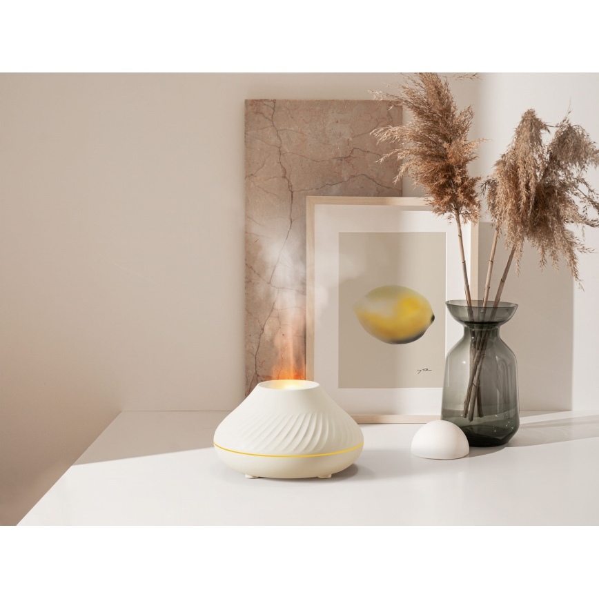 Diffusore di aromi LED RGB con finta fiamma LED/6,5W/5V 130ml bianco