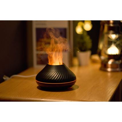 Diffusore di aromi LED RGB con finta fiamma LED/6,5W/5V 130ml nero