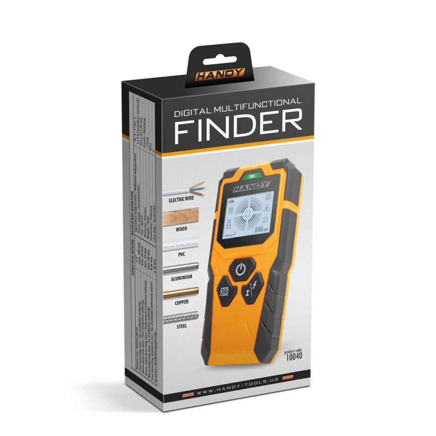 Digitaler Multifunktionsdetektor 9 V (1×6LR61), IP54, orange