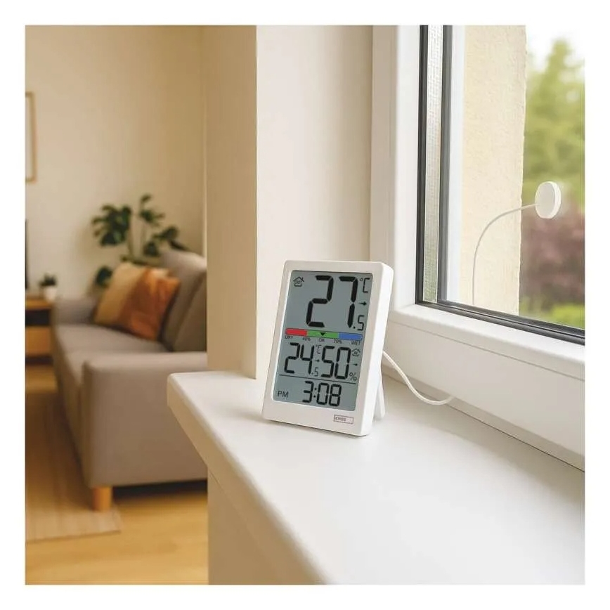 Digitales Thermometer mit Hygrometer 2xAAA weiß