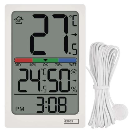 Digitales Thermometer mit Hygrometer 2xAAA weiß