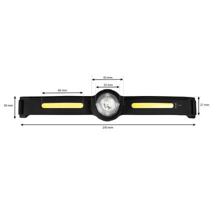 Dimmbare wiederaufladbare LED-Stirnlampe mit rotem Licht LED/5V IPX4 550 lm 600 mAh