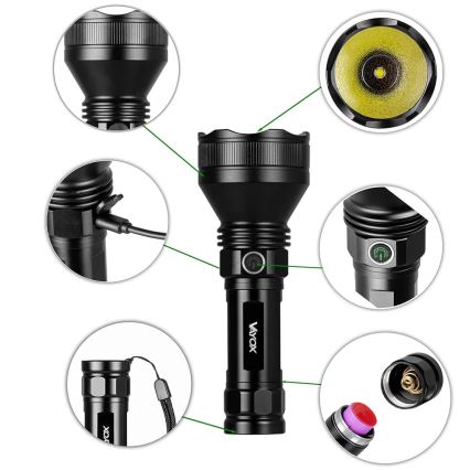 Dimmbare, aufladbare LED-Taschenlampe LED/20W/5V IPX5 1900 glänzend 5000 mAh