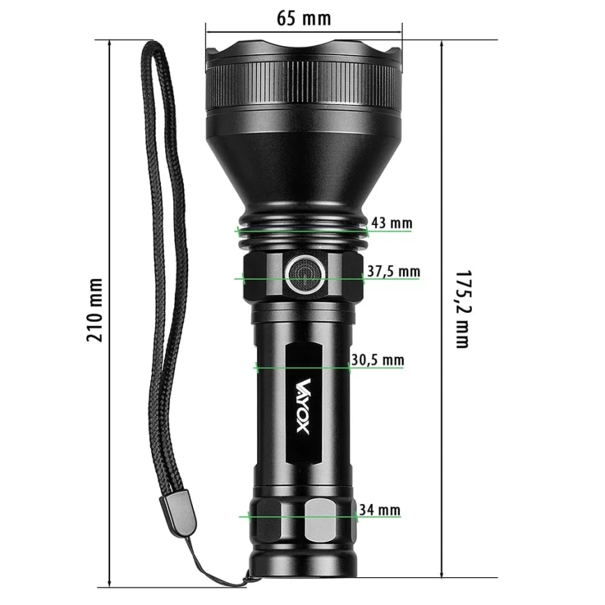 Dimmbare, aufladbare LED-Taschenlampe LED/20W/5V IPX5 1900 glänzend 5000 mAh