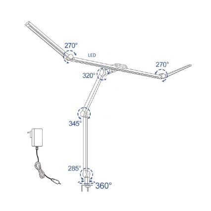 Dimmbare, flexible LED-Tischleuchte mit Touch-Funktion POINTIQ LED/36W/230V 3000-6500K CRI 92 schwarz