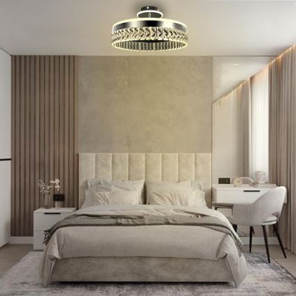 Dimmbarer LED-Kristall-Aufbaukronleuchter LED/75W/230V 3000-6500K matt Chrom + Fernbedienung