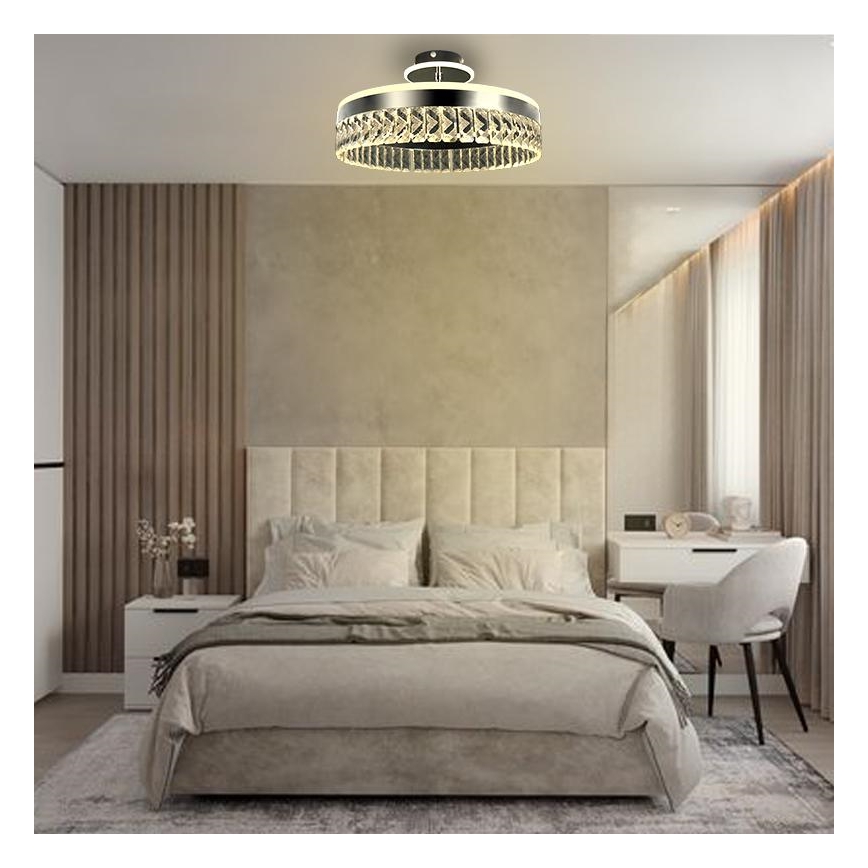 Dimmbarer LED-Kristall-Aufbaukronleuchter LED/75W/230V 3000-6500K matt Chrom + Fernbedienung