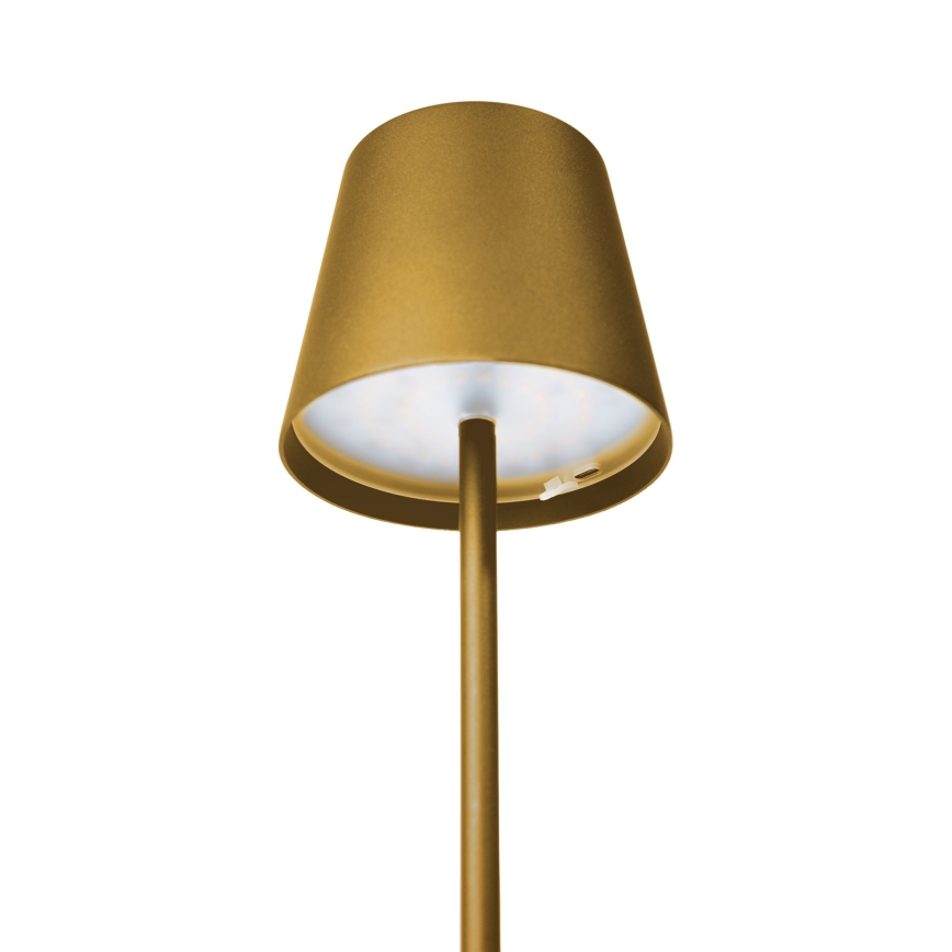 LED, dimmbar, wiederaufladbare Außen-Tischlampe LED/4W/4000 mAh, 3000/4000/5500K, IP44, goldfarben