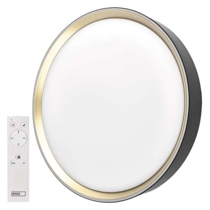 Dimmbare LED-Deckenleuchte ILVI LED/30W/230V 2700-6500K Ø 40 cm schwarz/messing + Fernbedienung