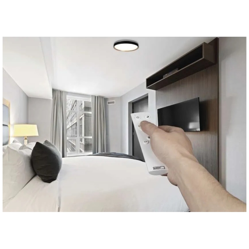 Dimmbare LED-Deckenleuchte ILVI, LED/30W/230V, 2700-6500K, Ø 40 cm, schwarz/beige + Fernbedienung