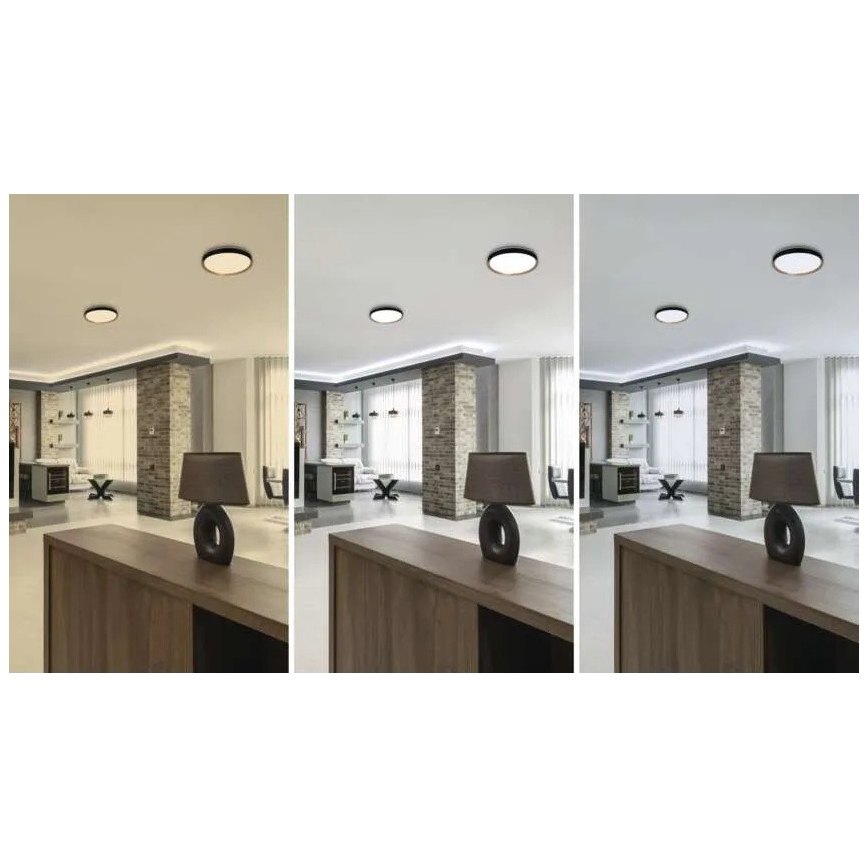 Dimmbare LED-Deckenleuchte ILVI, LED/30W/230V, 2700-6500K, Ø 40 cm, schwarz/beige + Fernbedienung