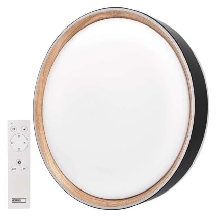 Dimmbare LED-Deckenleuchte ILVI, LED/30W/230V, 2700-6500K, Ø 40 cm, schwarz/beige + Fernbedienung