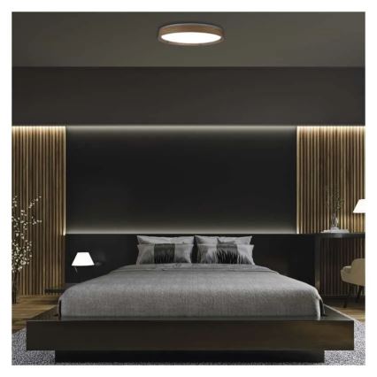 Dimmbare LED-Deckenleuchte ILVI LED/45W/230V 2700-6500K Ø 50 cm Holzdekor + Fernbedienung