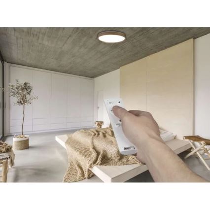 Dimmbare LED-Deckenleuchte ILVI LED/45W/230V 2700-6500K Ø 50 cm Holzdekor + Fernbedienung