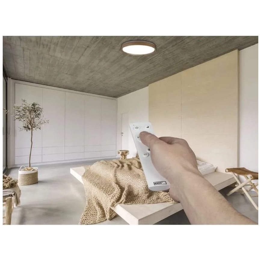 Dimmbare LED-Deckenleuchte ILVI LED/45W/230V 2700-6500K Ø 50 cm Holzdekor + Fernbedienung