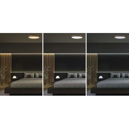 Dimmbare LED-Deckenleuchte ILVI LED/45W/230V 2700-6500K Ø 50 cm Holzdekor + Fernbedienung