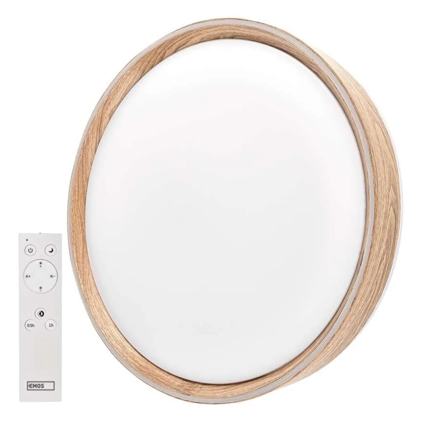Dimmbare LED-Deckenleuchte ILVI LED/45W/230V 2700-6500K Ø 50 cm Holzdekor + Fernbedienung