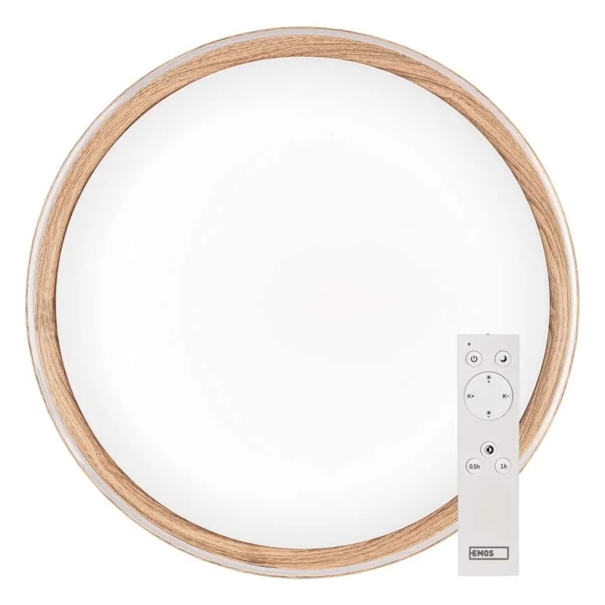 Dimmbare LED-Deckenleuchte ILVI LED/45W/230V 2700-6500K Ø 50 cm Holzdekor + Fernbedienung