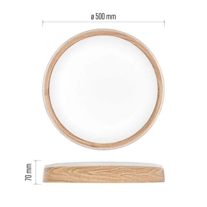 Dimmbare LED-Deckenleuchte ILVI LED/45W/230V 2700-6500K Ø 50 cm Holzdekor + Fernbedienung