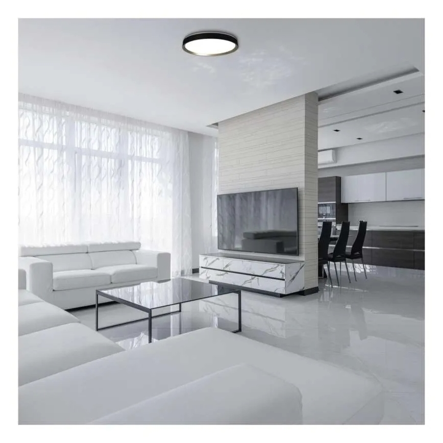 Dimmbare Deckenleuchte ILVI LED/45 W/230 V 2700–6500 K Ø 50 cm schwarz/messing + Fernbedienung