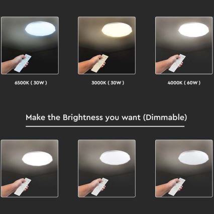LED-dimmbare Deckenleuchte LED/60W/230V 3000K/4000K/6500K Durchmesser 50 cm + Fernbedienung