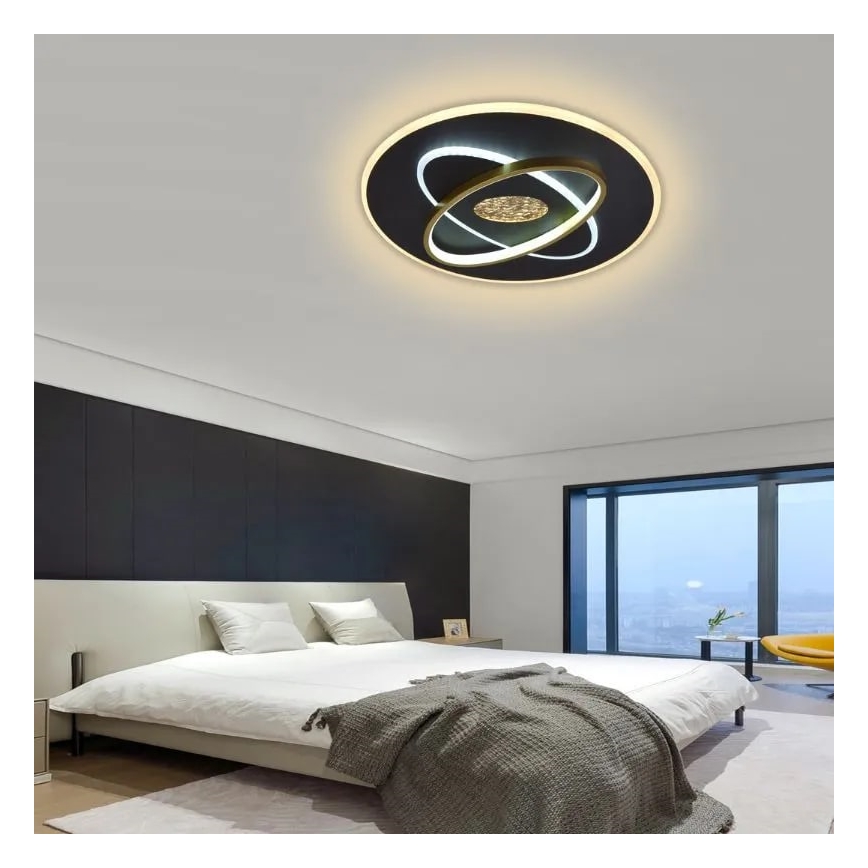 Dimmbare LED-Deckenleuchte LED/80W/230V 3000-6500K schwarz + Fernbedienung