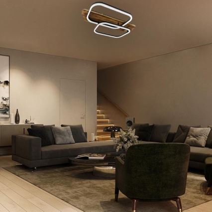 Dimmbare LED-Deckenleuchte LED/95W/230V 3000-6500K Eiche + Fernbedienung