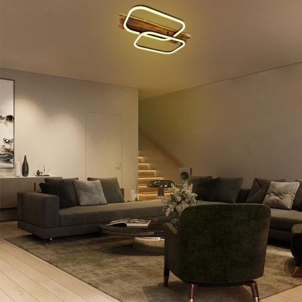 Dimmbare LED-Deckenleuchte LED/95W/230V 3000-6500K Eiche + Fernbedienung