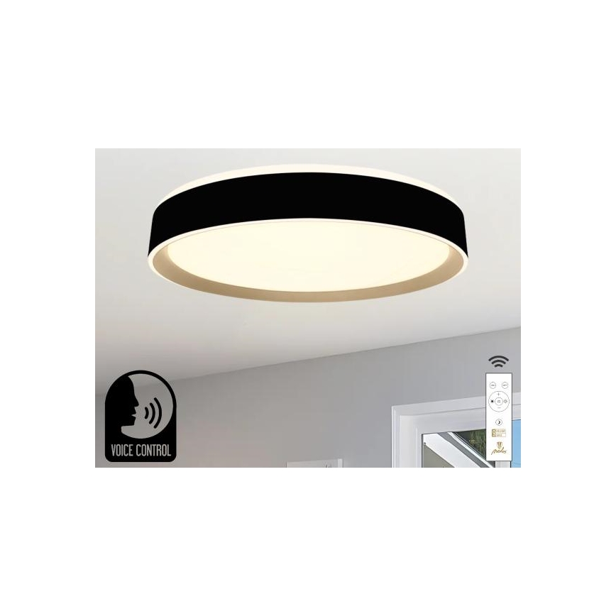 Dimmbare LED-Deckenleuchte mit Sprachsteuerung OPAL LED/48W/230V 2700-6500K schwarz + Fernbedienung