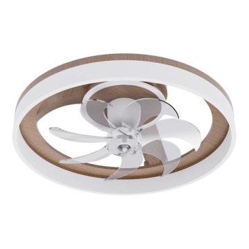 Dimmbare LED-Deckenleuchte mit Ventilator LED/40W/230V 3000-6500K braun/weiß + Fernbedienung