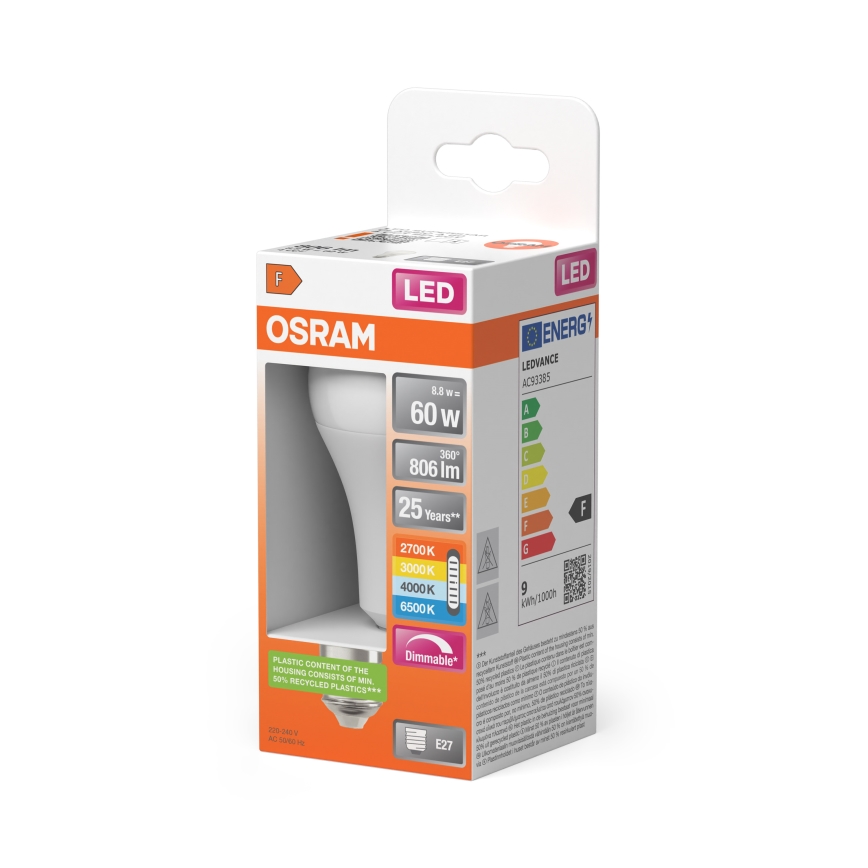 Dimmbare LED-Glühbirne CLASSIC A60 E27/8,8W/230V 2700/3000/4000/6500K - Osram