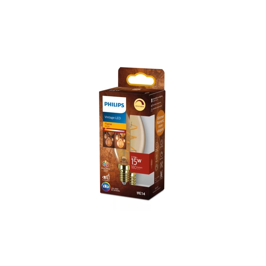 Dimmbare LED-Glühbirne VINTAGE Philips B35 E14/2,7W/230V 1800K