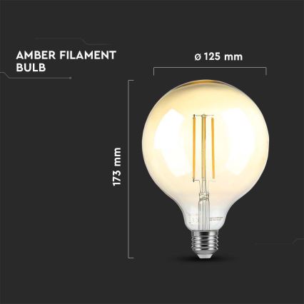 Dimmbare LED-Glühlampe FILAMENT G125 E27/8W/230V 2200K