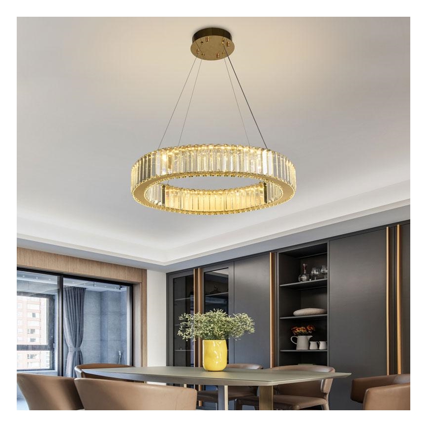 Dimmbarer LED-Kristall-Kronleuchter an Schnur LED/40W/230V 3000-6500K Chrom/golden + Fernbedienung