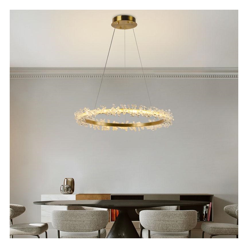 Dimmbarer LED-Kristallkronleuchter an Schnur LED/40W/230V 3000-6500K golden + Fernbedienung