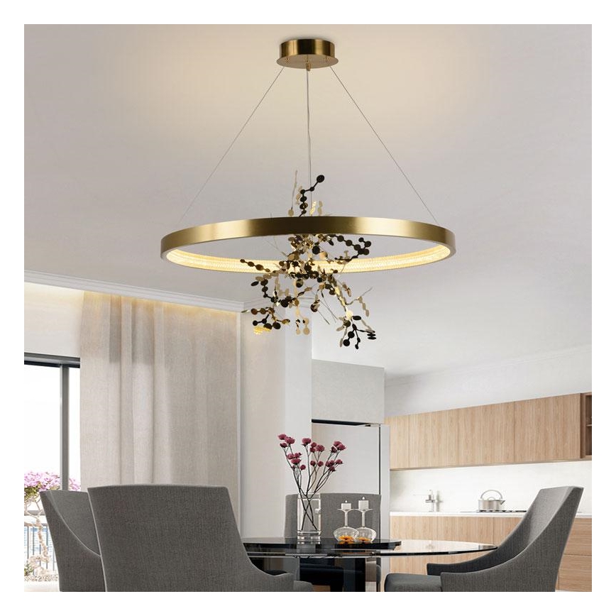 Dimmbare LED-Hängeleuchte an Schnur LED/55W/230V 3000-6500K golden + Fernbedienung