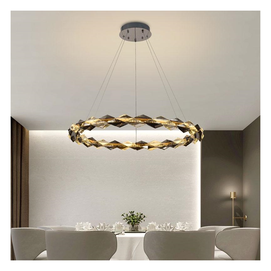 Dimmbarer LED-Kristallkronleuchter an einer Aufhängung LED/55W/230V 3000-6500K glänzendes Chrom + Fernbedienung