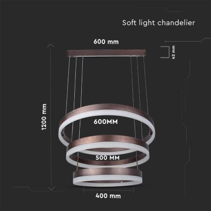 Dimmbare LED-Hängeleuchte LED/86W/230V 3000K braun