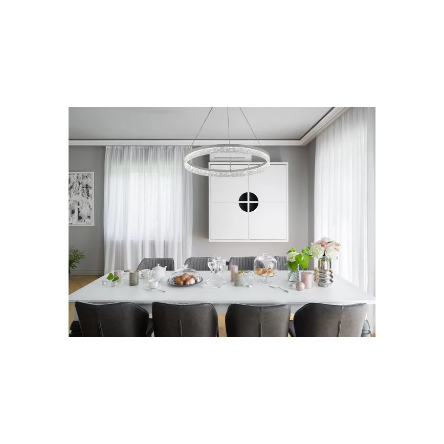 LED-dimmbare Pendelleuchte mit Seilabhängung ALIANZ LED/60W/230V 3000-6000K Ø 80 cm + Fernbedienung