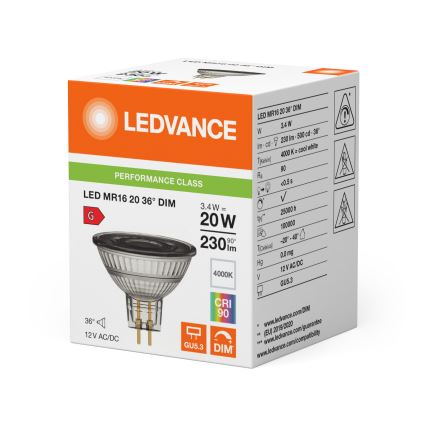 Dimmbarer LED-Reflektor MR16 GU5,3/3,4W/12V 4000K 36° CRI 90 - Ledvance