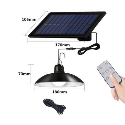 Dimmbare LED-Solar-Hängeleuchte LED/1,8W/3,7V IP44 6500K 800 mAh + Fernbedienung