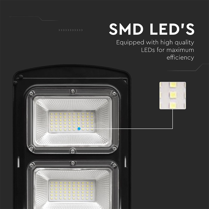 Dimmbare LED-Solar-Straßenleuchte mit Bewegungs- und Dämmerungssensor LED/12W/3,2V 6000K IP65 10000 mAh schwarz + Fernbedienung