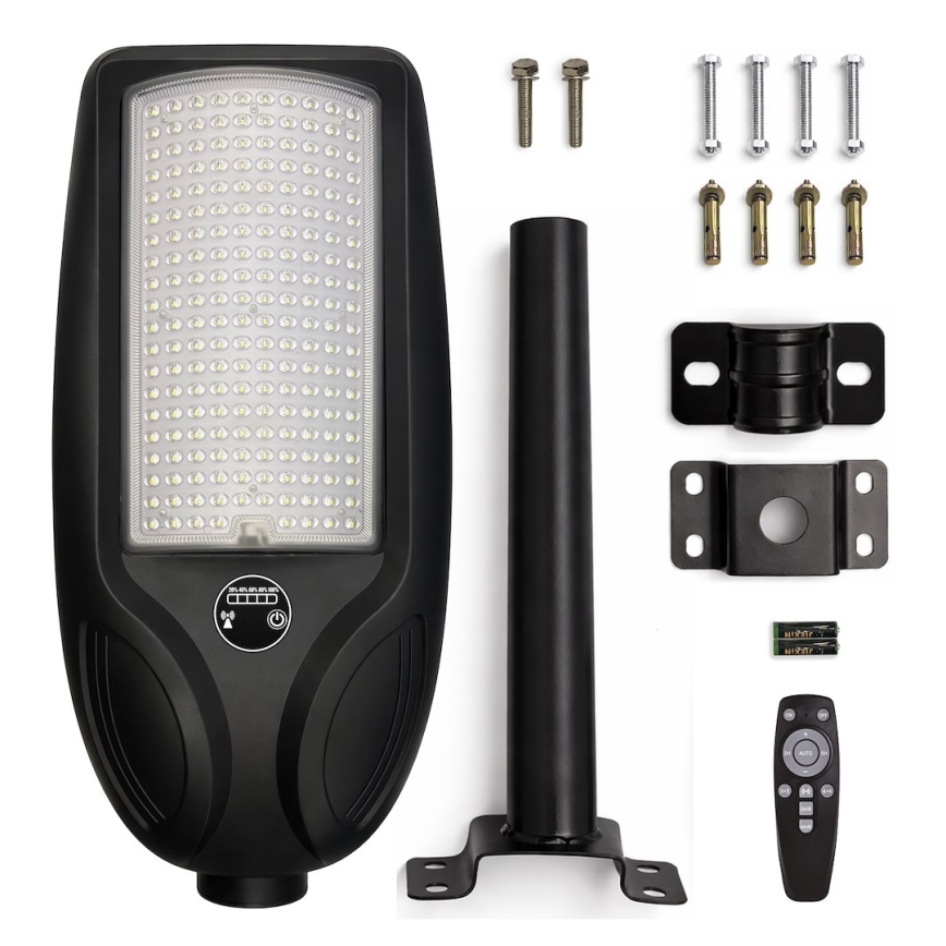 Dimmbare LED-Solar-Straßenleuchte mit Sensor VENICE LED/200W/3,2V 12000 mAh IP65 schwarz + Fernbedienung