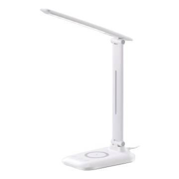 Dimmbare LED-Tischlampe mit kabelloser QI-Ladefunktion und USB-Anschluss LUMI LED/7W/230V weiß