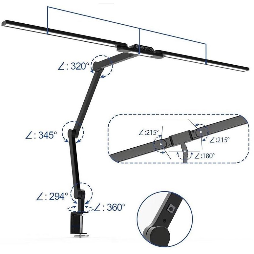 Dimmbare, flexible LED-Tischleuchte mit Touch-Funktion POINTIQ LED/24W/230V 3000-6500K CRI 92 schwarz